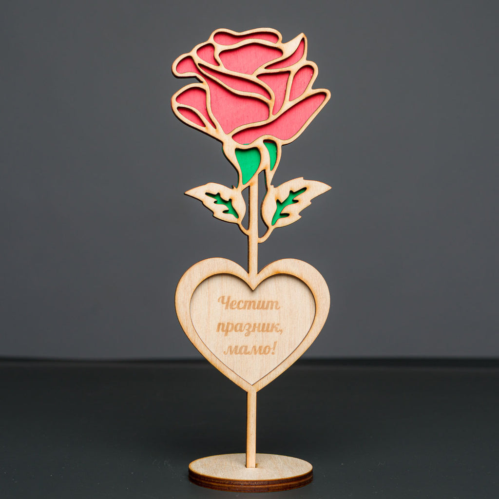 Роза на стойка "Честит празник Мамо"